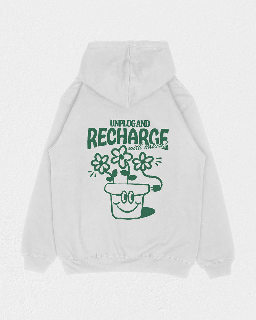 Recharge With Nature Hoodie White